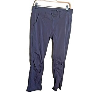 prAna Pants 8 Halle Gray Double Snap Roll Up Leg Stretch Zip Pocket Hiking Outdo